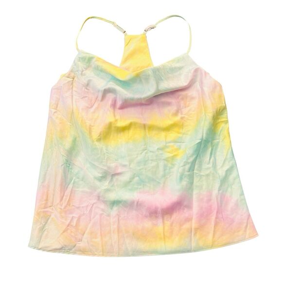DO + BE Tank Top Medium Rainbow Sherbet Silky Flowy Y2K Festival Streetwear Club - Picture 3 of 8
